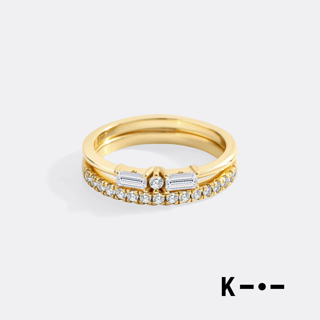 Morse Code and Micro Pave Eternity Ring Stacking Set - Image 17