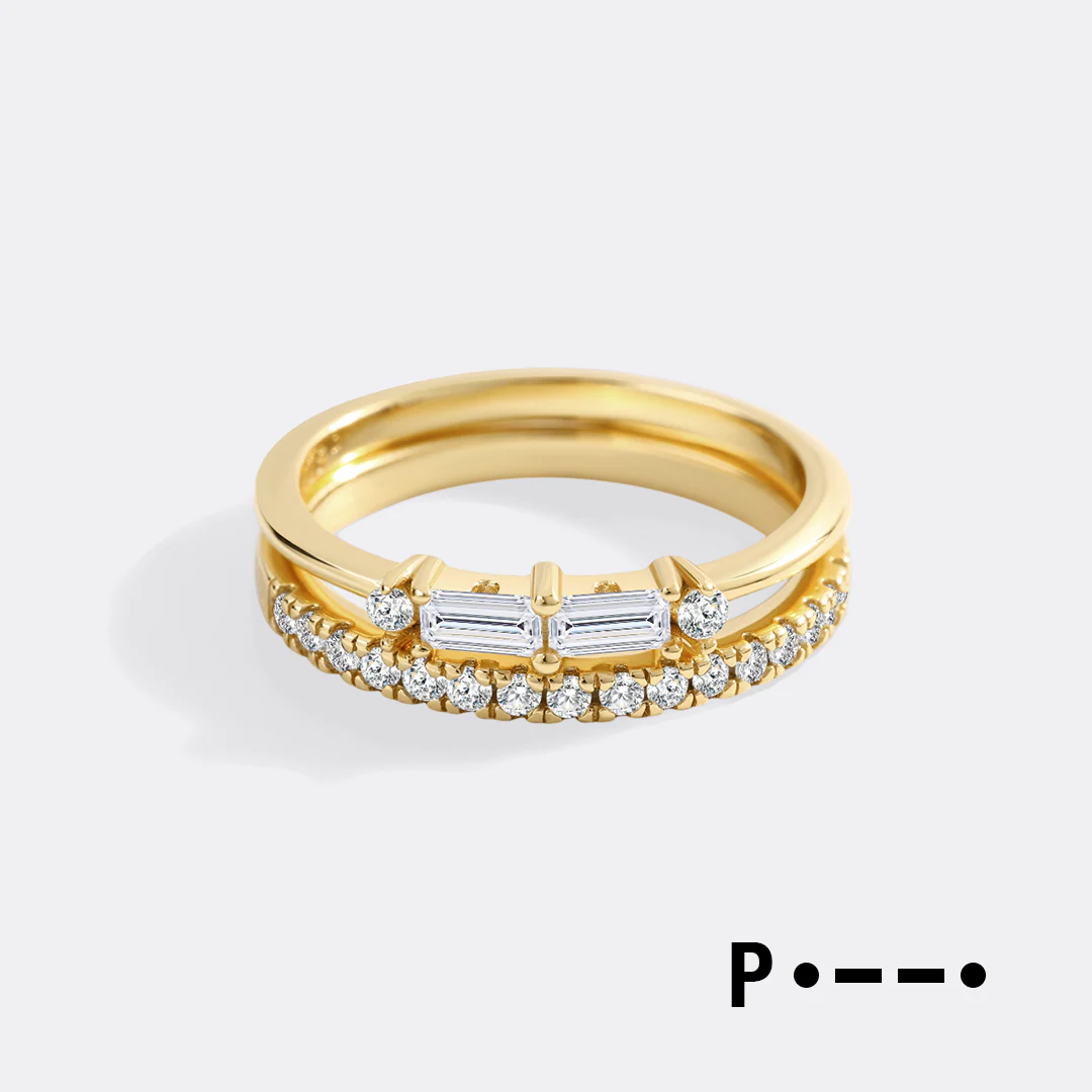 Morse Code and Micro Pave Eternity Ring Stacking Set - Image 22