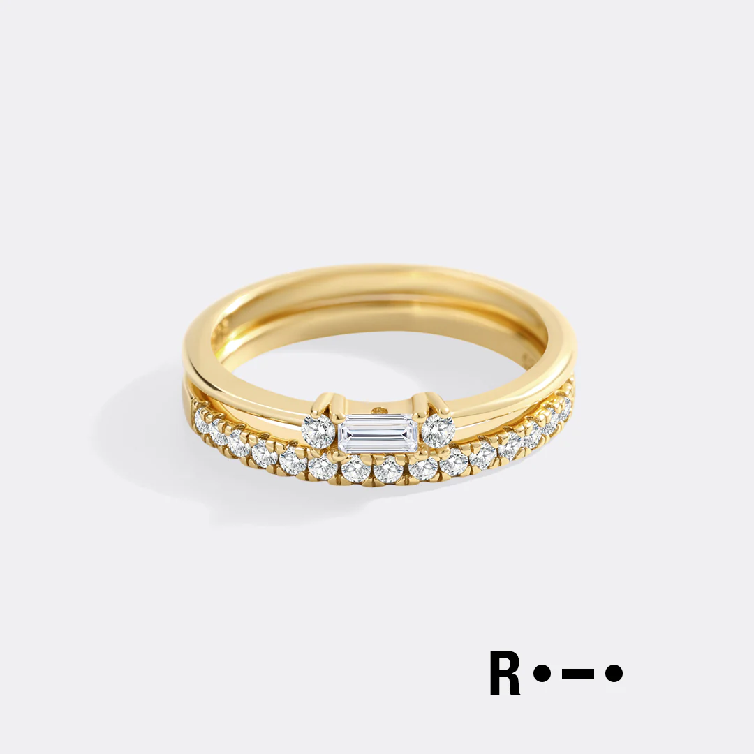 Morse Code and Micro Pave Eternity Ring Stacking Set - Image 24