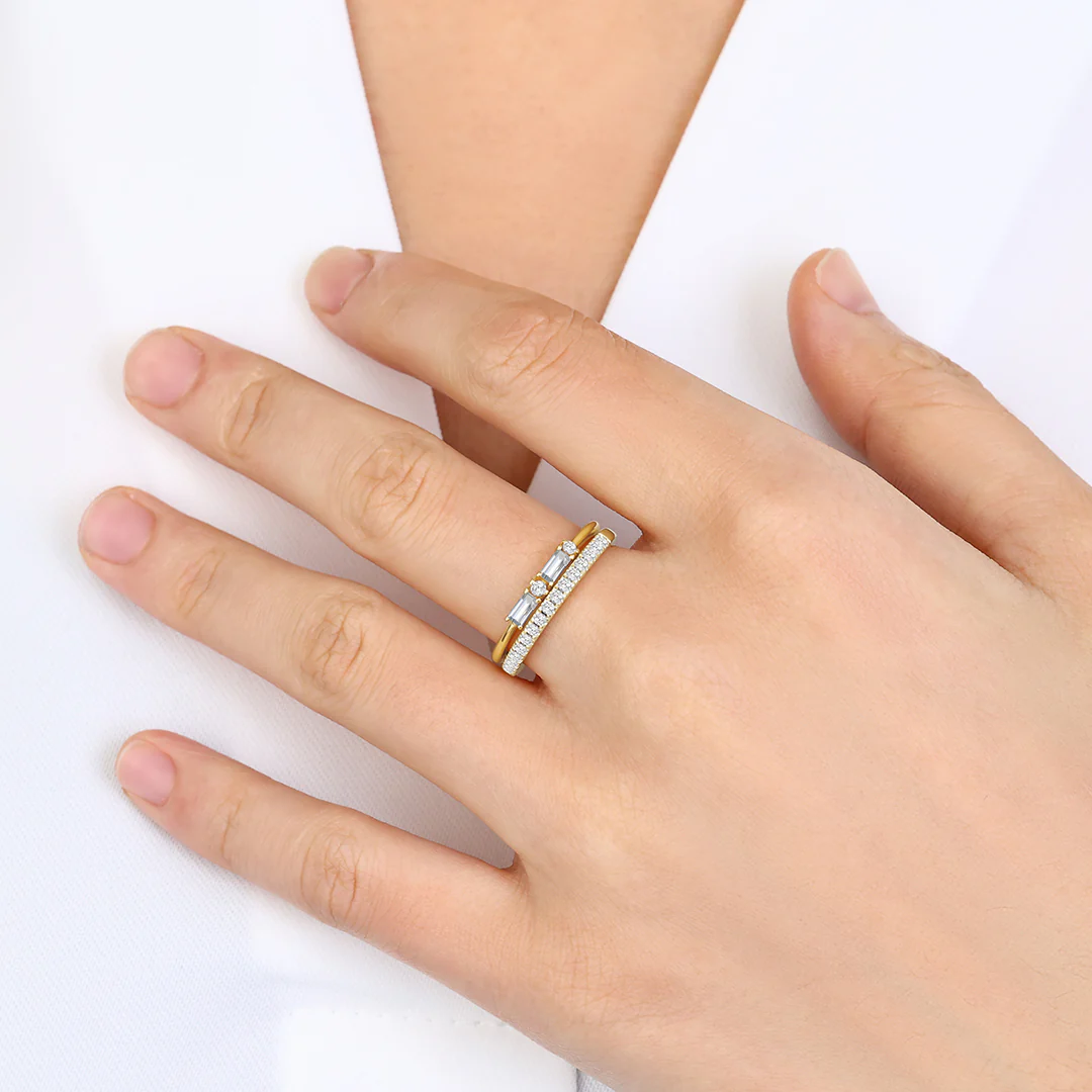 Morse Code and Micro Pave Eternity Ring Stacking Set - Image 3