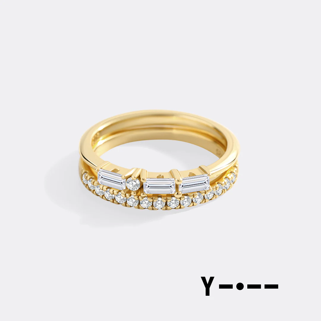 Morse Code and Micro Pave Eternity Ring Stacking Set - Image 31