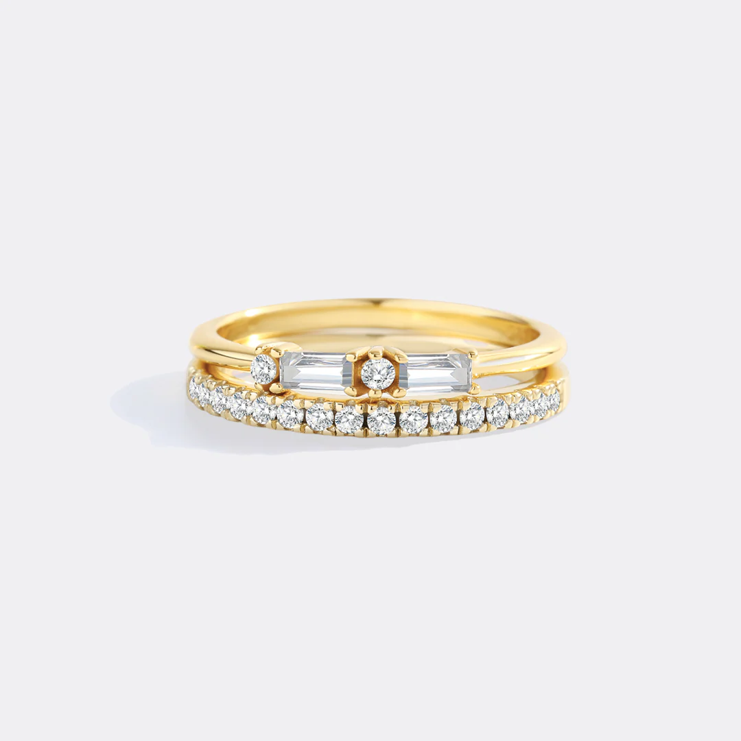 Morse Code and Micro Pave Eternity Ring Stacking Set - Image 7