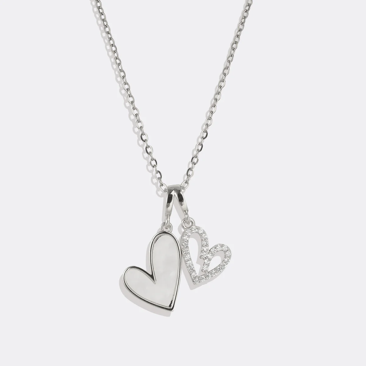 Mother of Pearl & Pave Hearts Necklace - Image 13