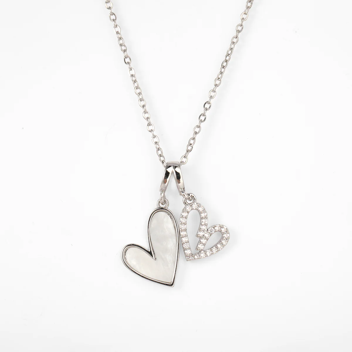 Mother of Pearl & Pave Hearts Necklace - Image 21