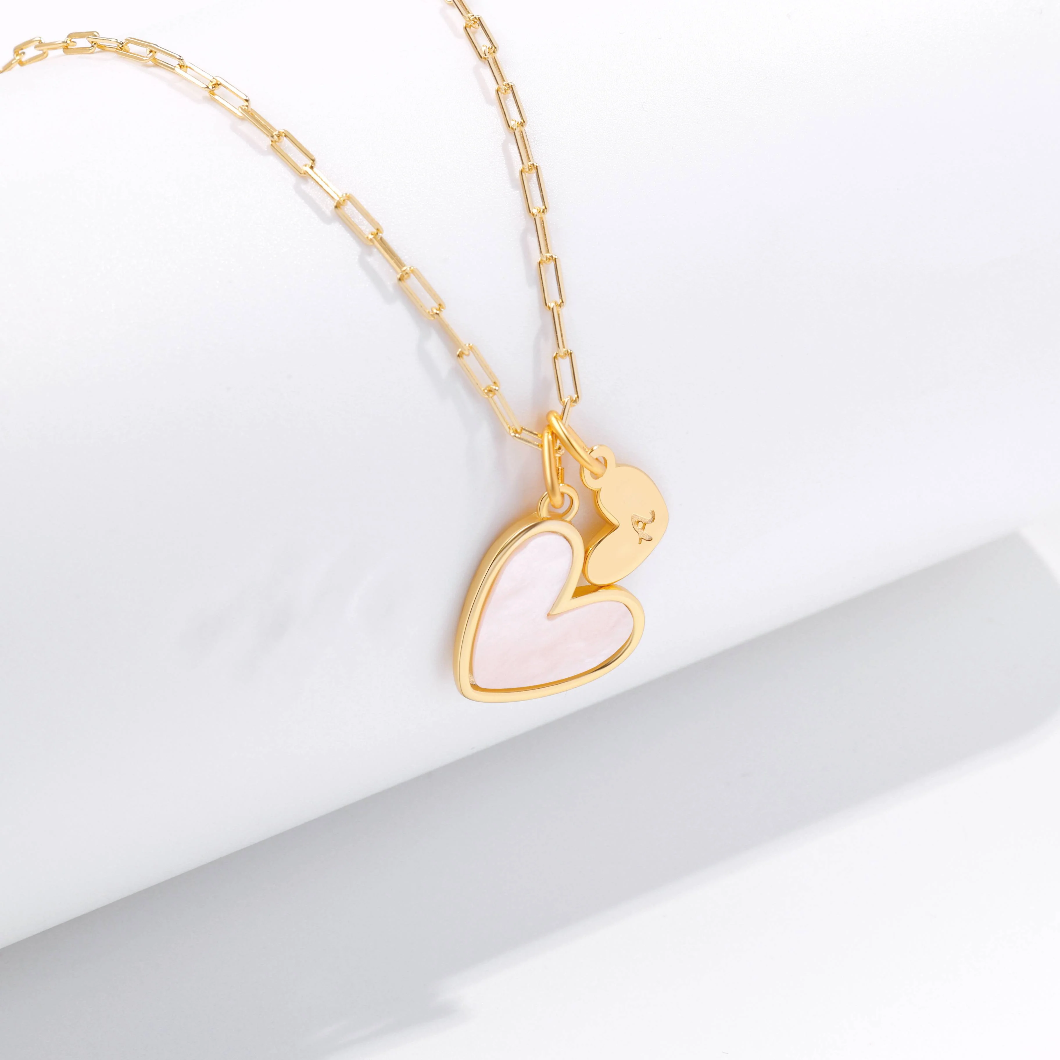 Mother Of Pearl Heart Initial Necklace - Image 12