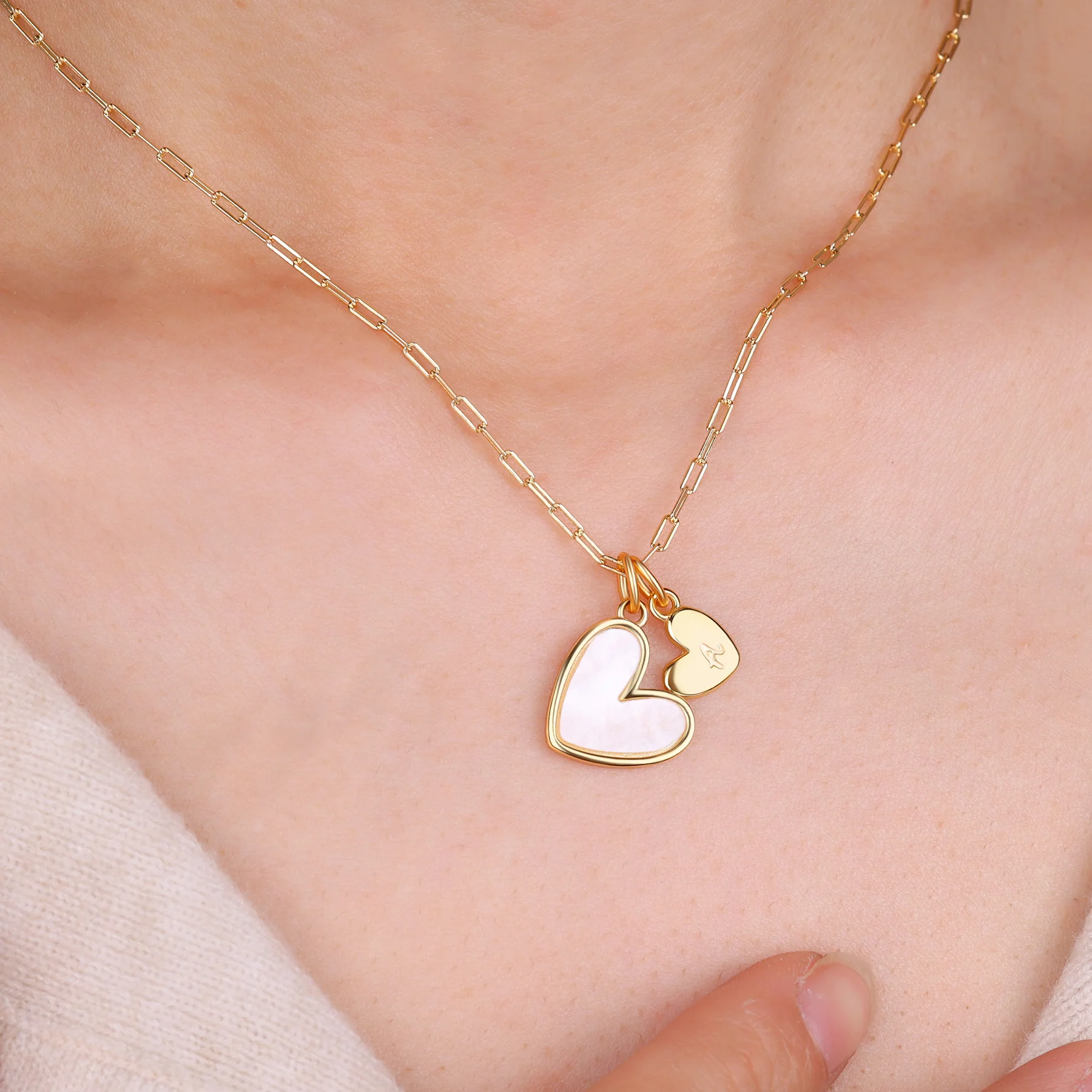 Mother Of Pearl Heart Initial Necklace - Image 22