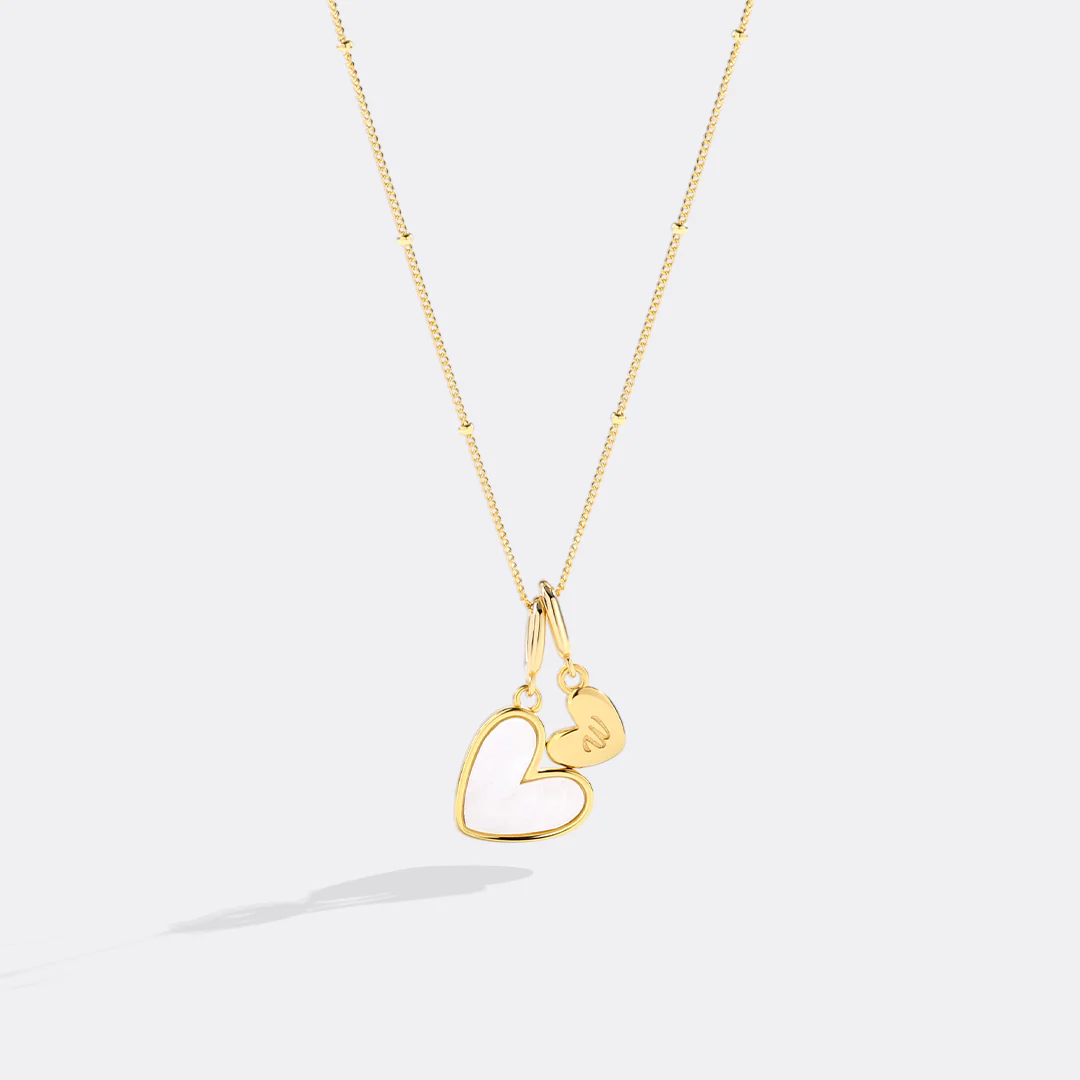 Mother Of Pearl Heart Initial Necklace - Image 51