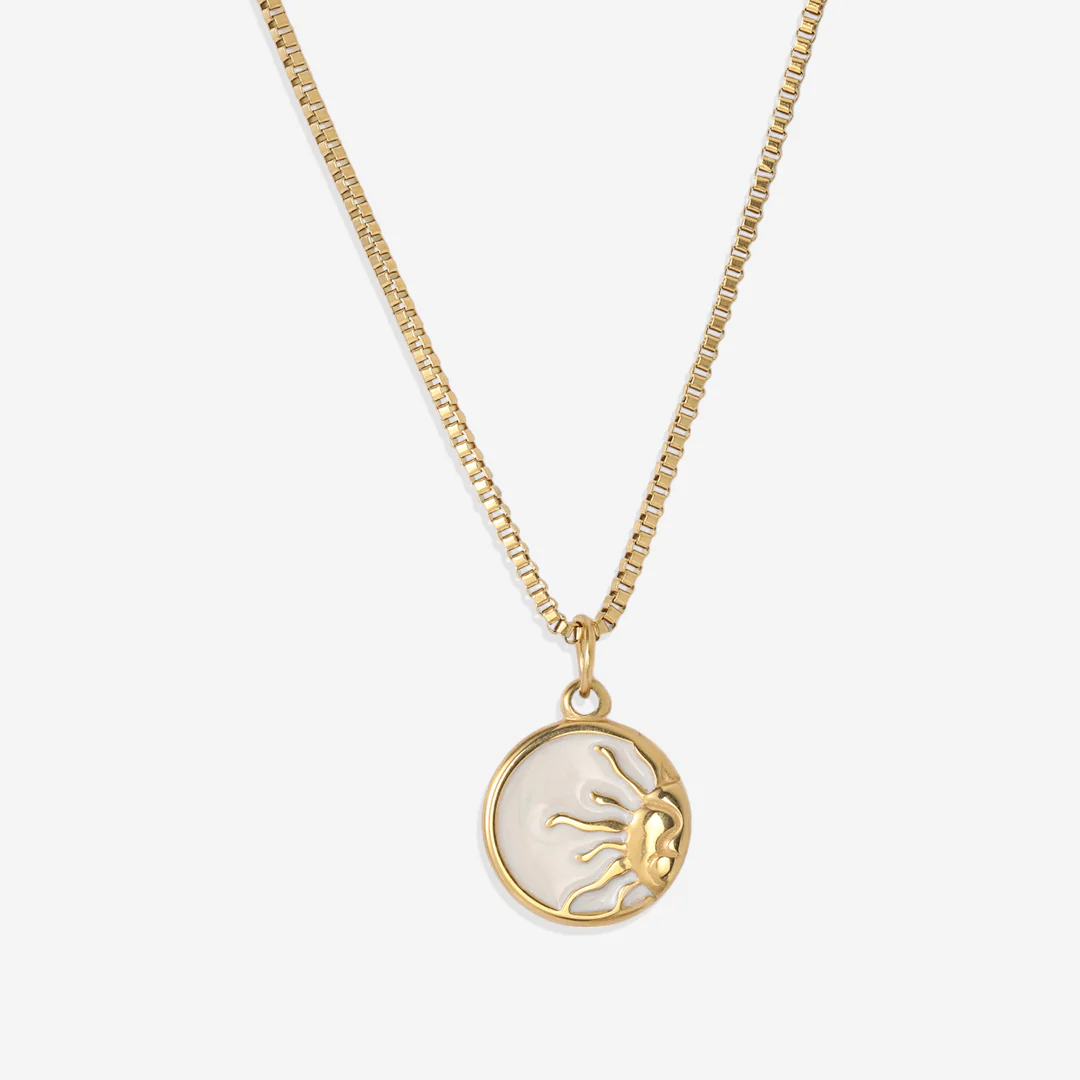 Enamel Sun Pendant Necklace - Image 3