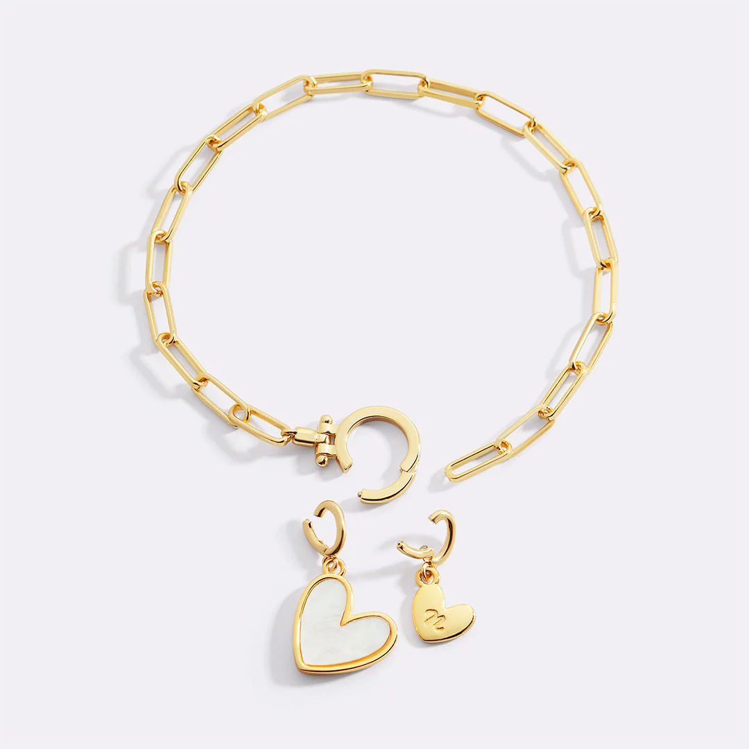 Mother Of Pearl Initial Heart Charm Bracelet - Image 3