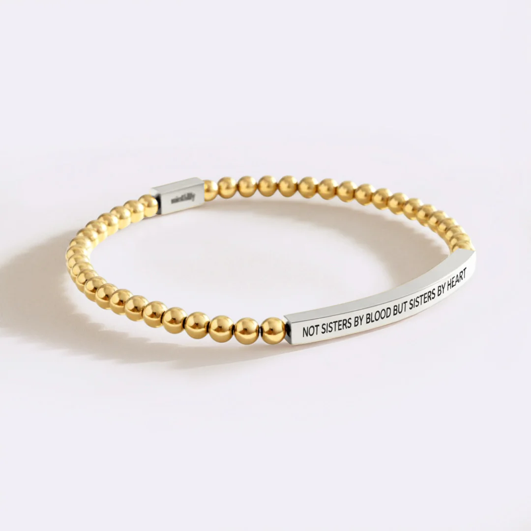 Not Sisters By Blood But Sisters By Heart Beaded Inspire Bracelet - Image 3