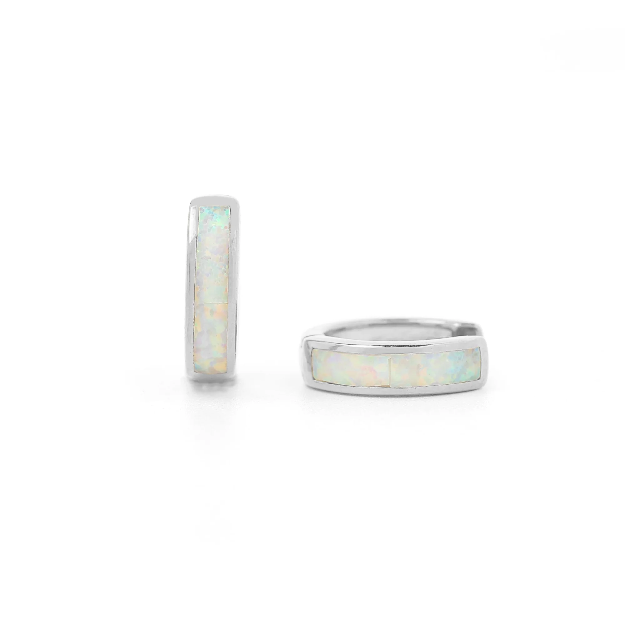 Opal Inlay Huggie Hoop Earrings - Image 15