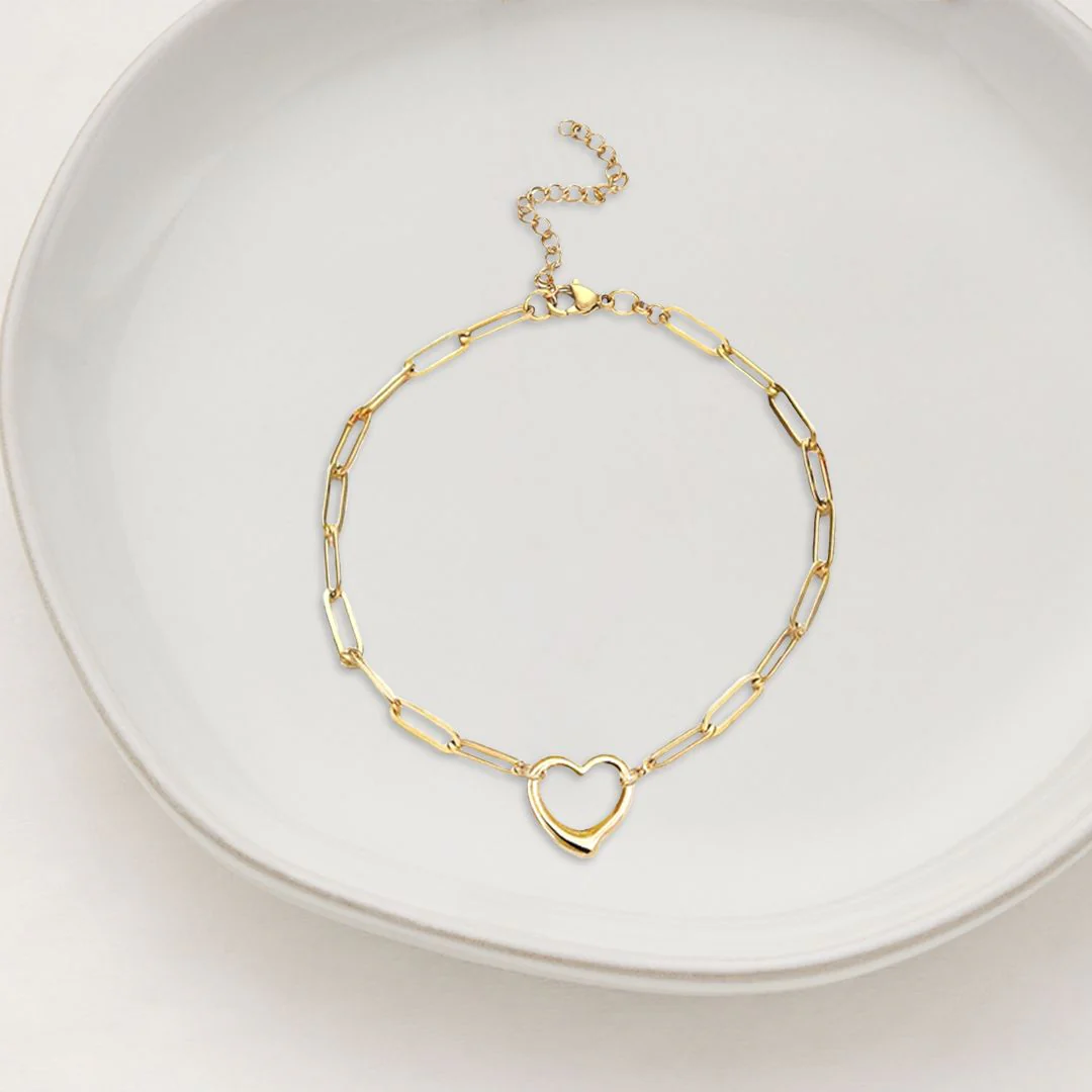 Open Heart Paperclip Chain Bracelet - Image 4