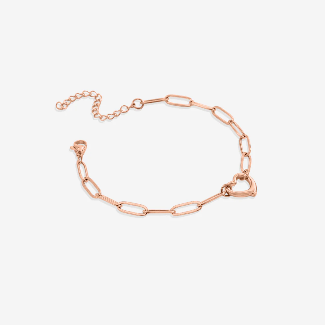 Open Heart Paperclip Chain Bracelet - Image 7