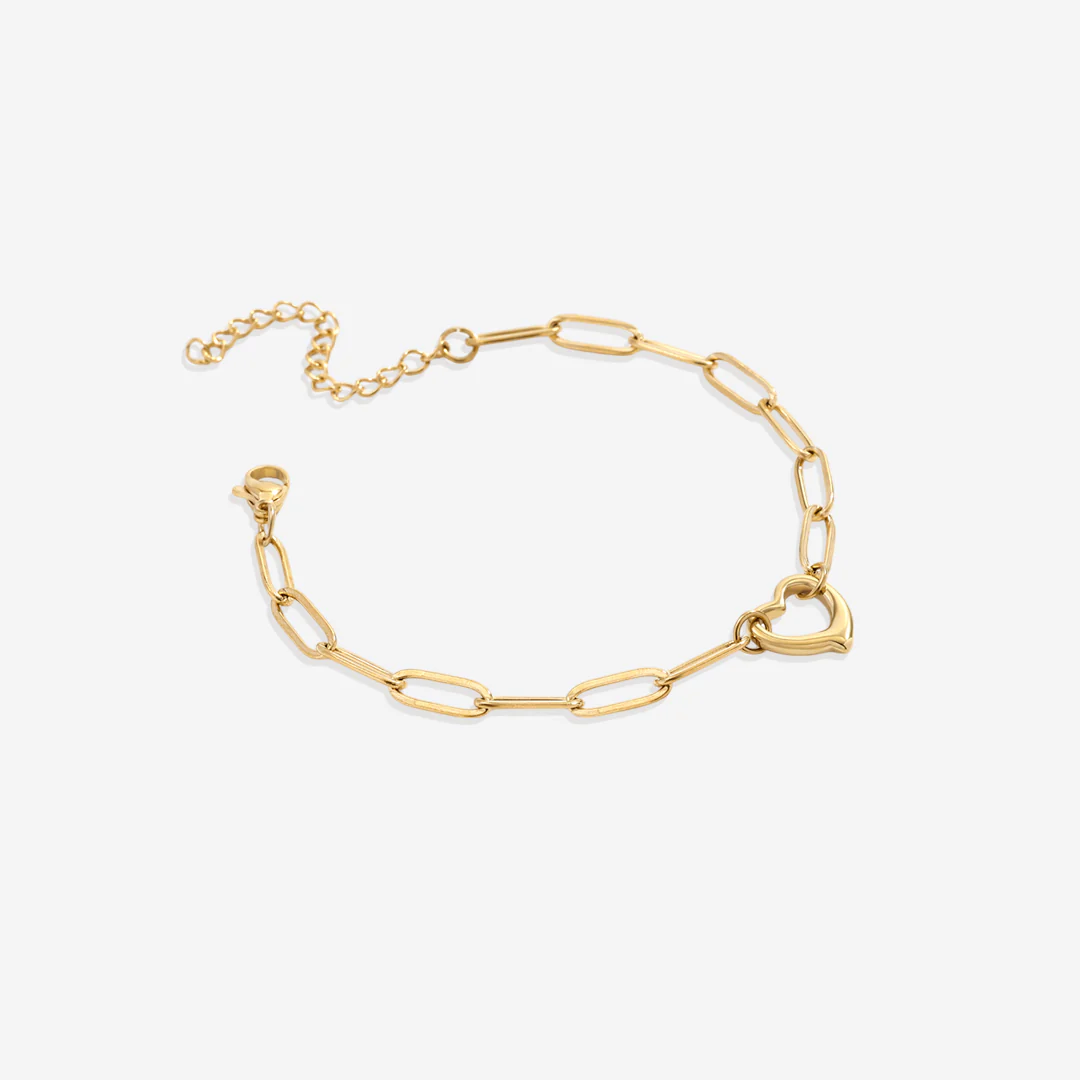 Open Heart Paperclip Chain Bracelet - Image 9