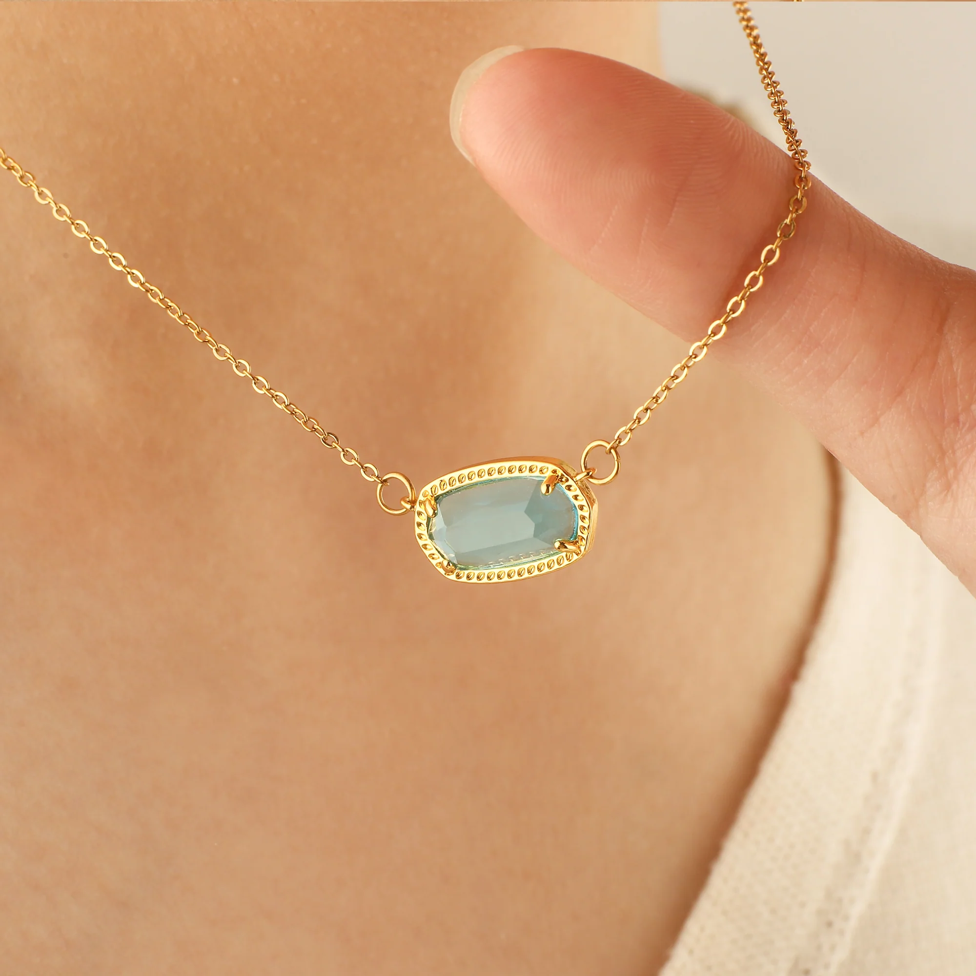 Oval Birthstone Pendant Necklace - Image 7