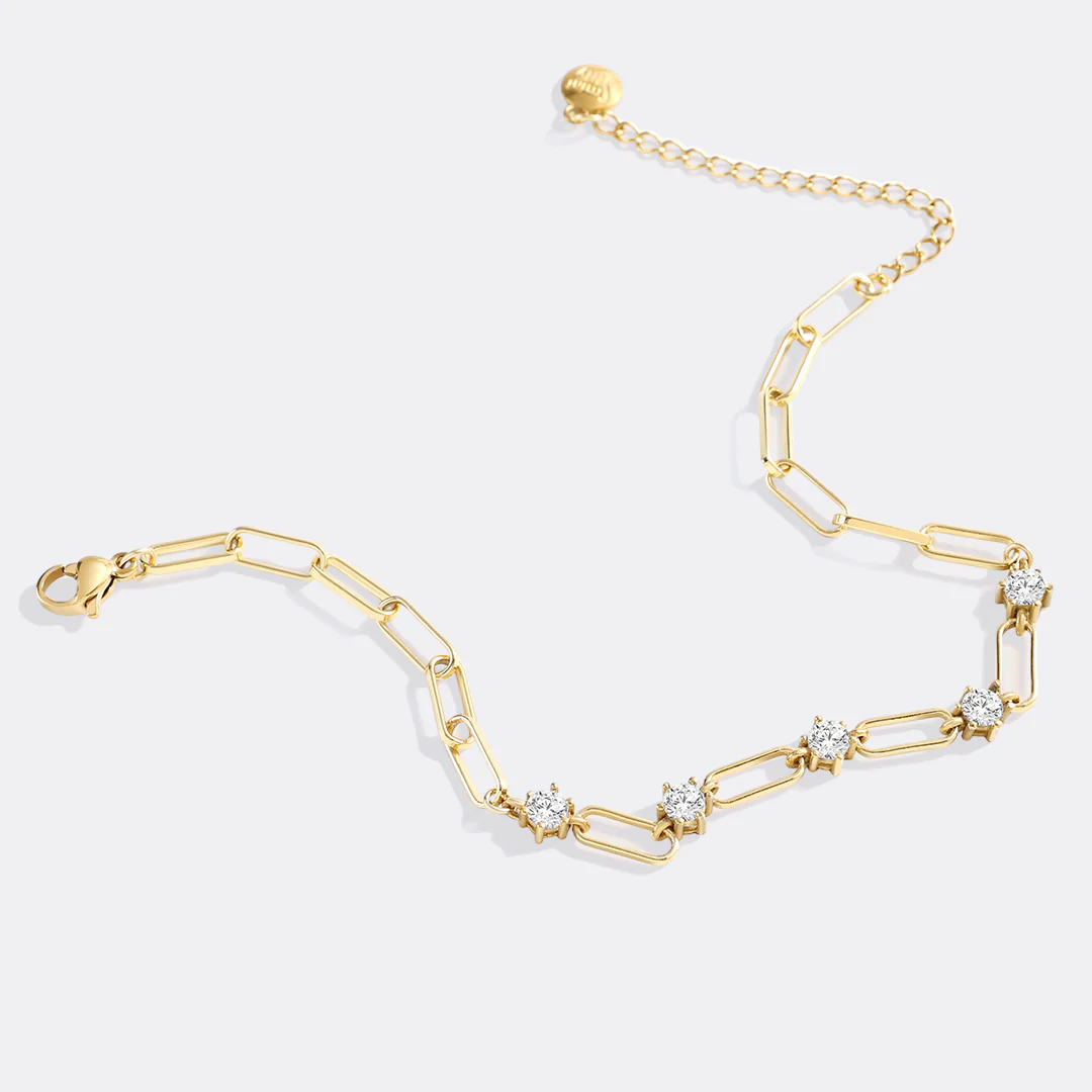 Paperclip Bracelet with Gemstone Accents - Image 6