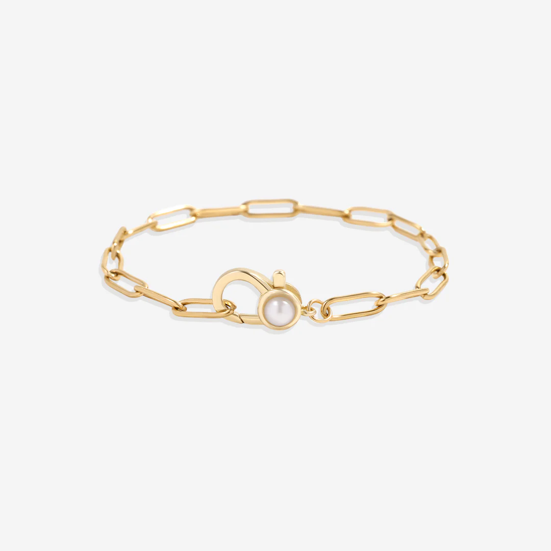 Paperclip Bracelet with Pearl Accent - Image 6