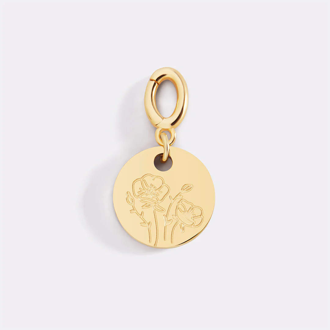 Engraved Birth Flower Disc Charm - Image 14