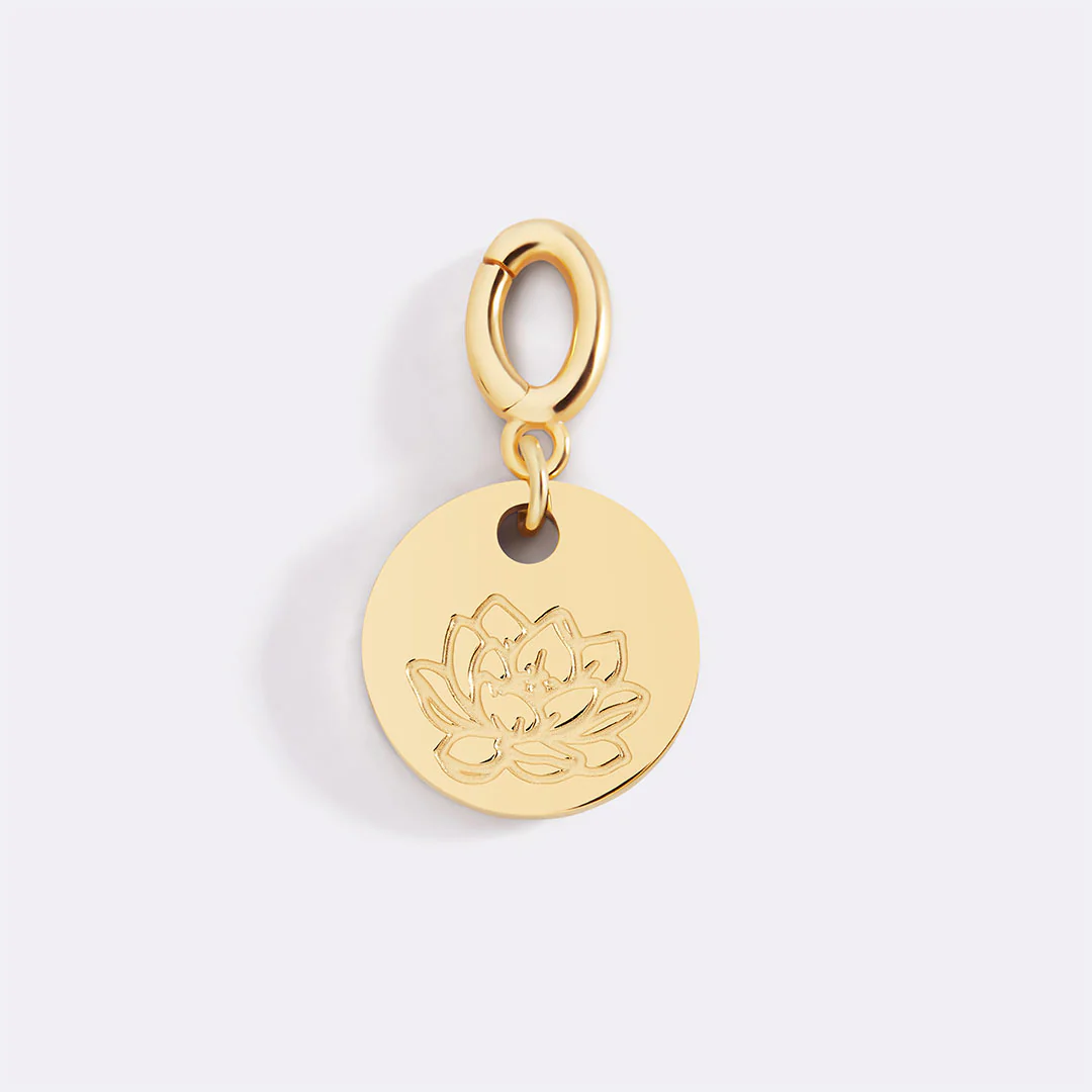 Engraved Birth Flower Disc Charm - Image 3