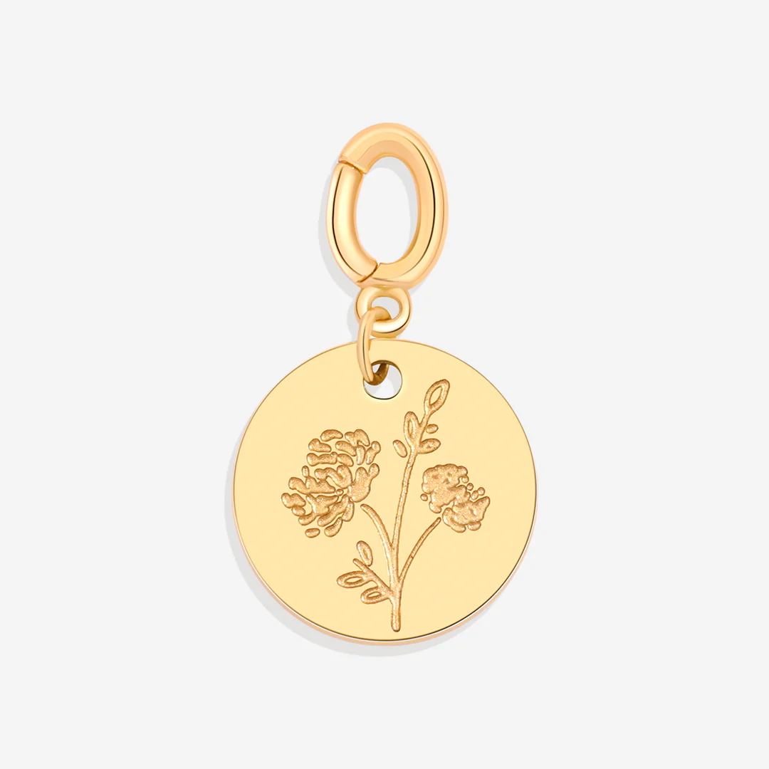 Engraved Birth Flower Disc Charm - Image 32