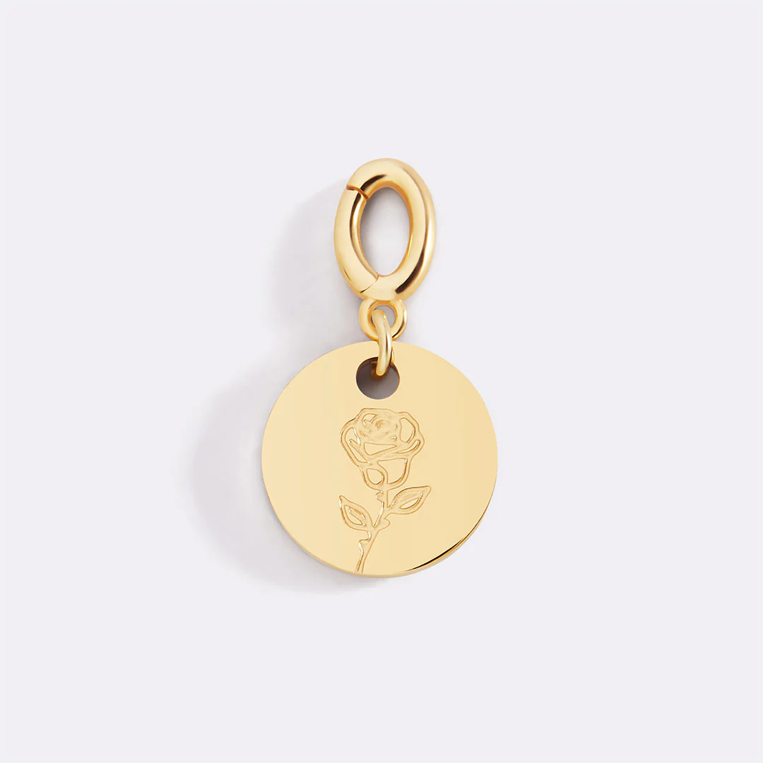 Engraved Birth Flower Disc Charm - Image 4