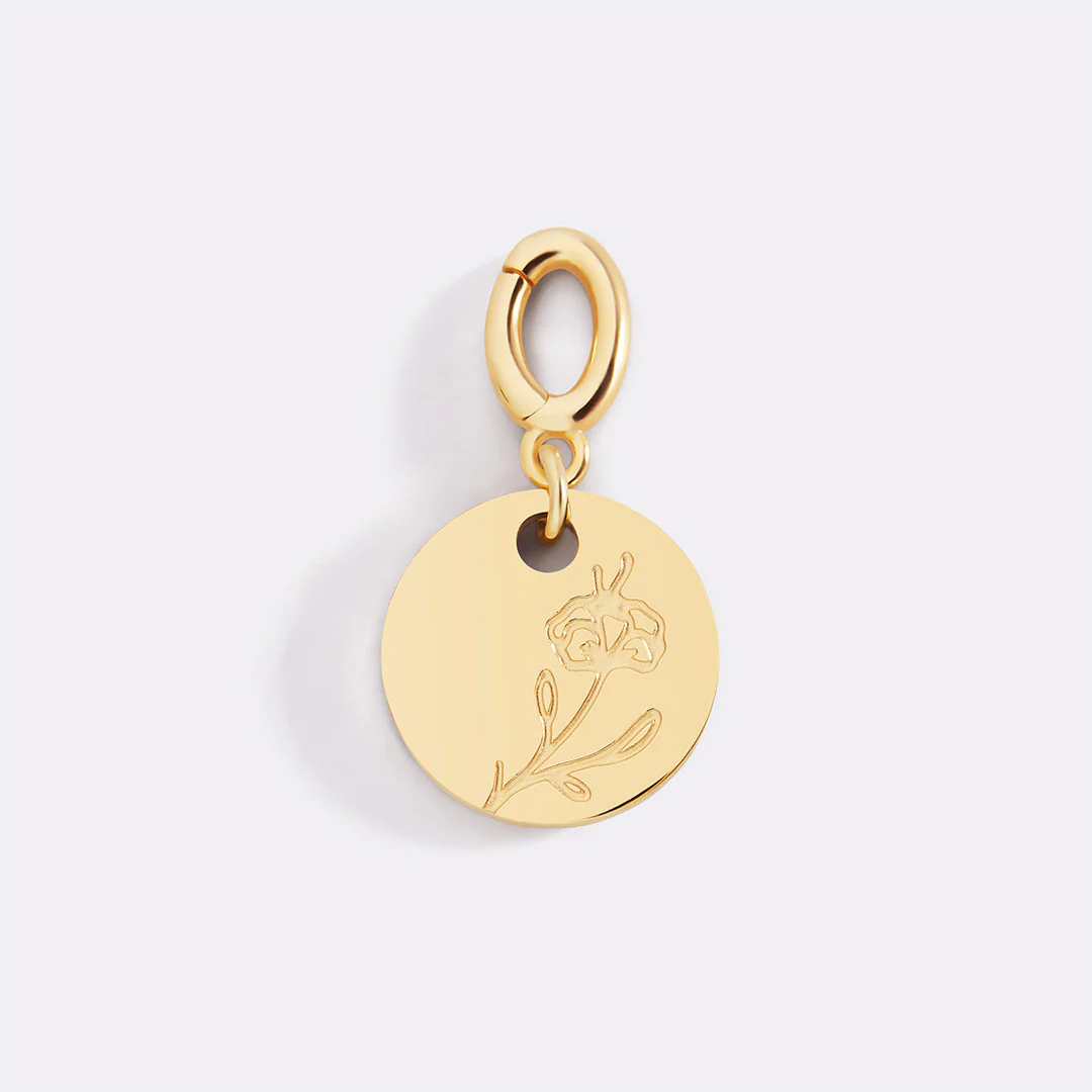 Engraved Birth Flower Disc Charm - Image 9
