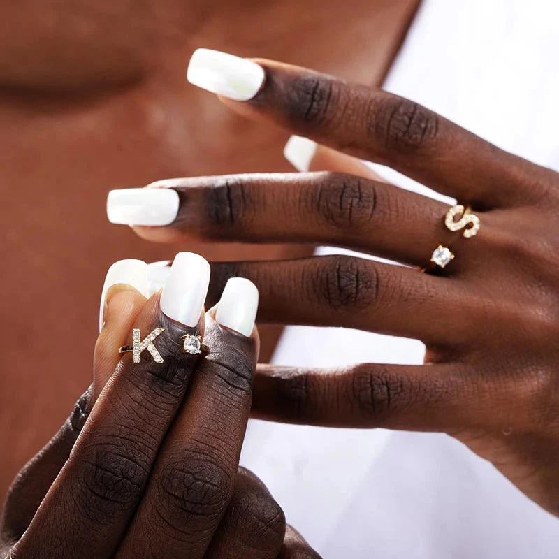 Pave Adjustable Initial Ring - Image 10
