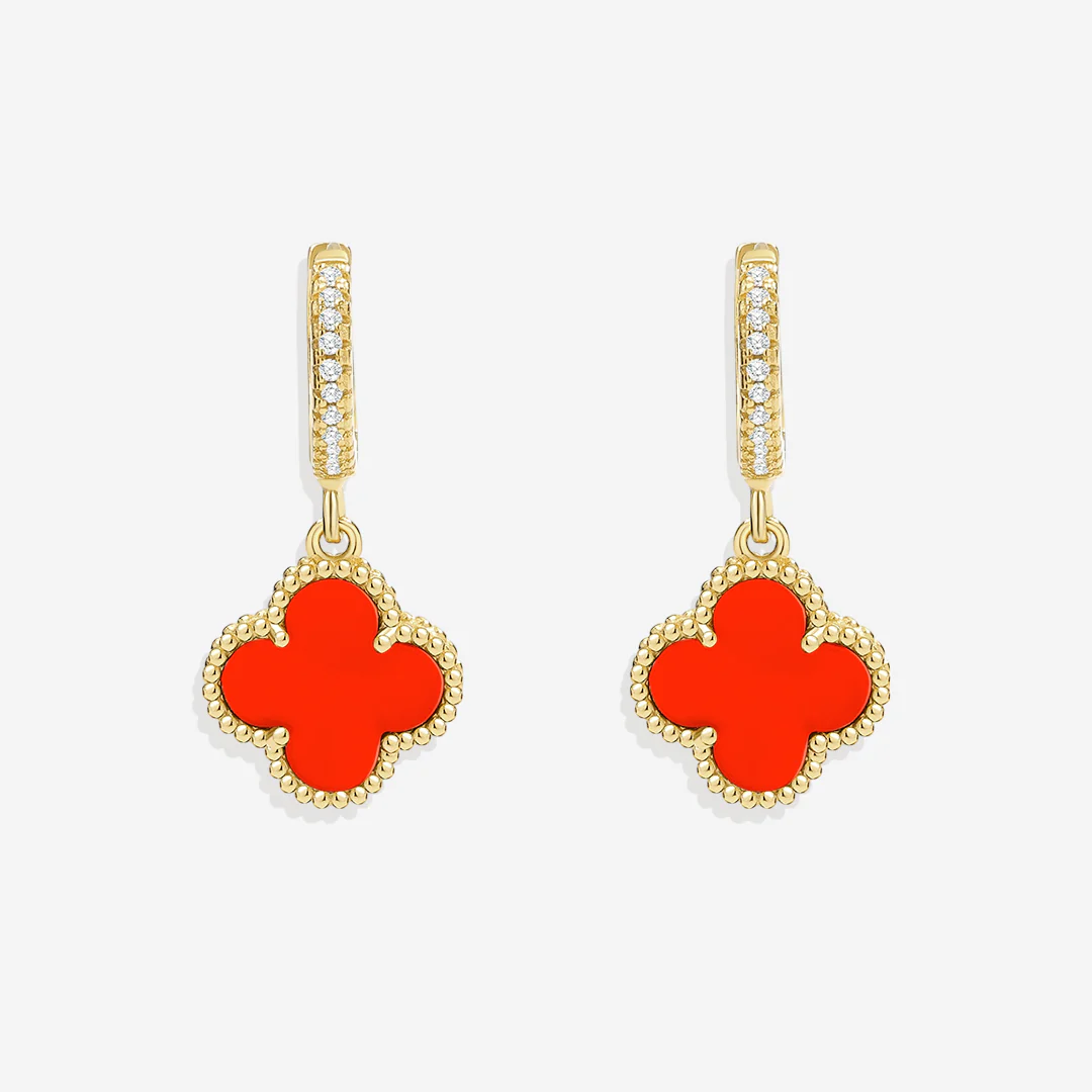 Pave Clover Drop Earrings - Image 10