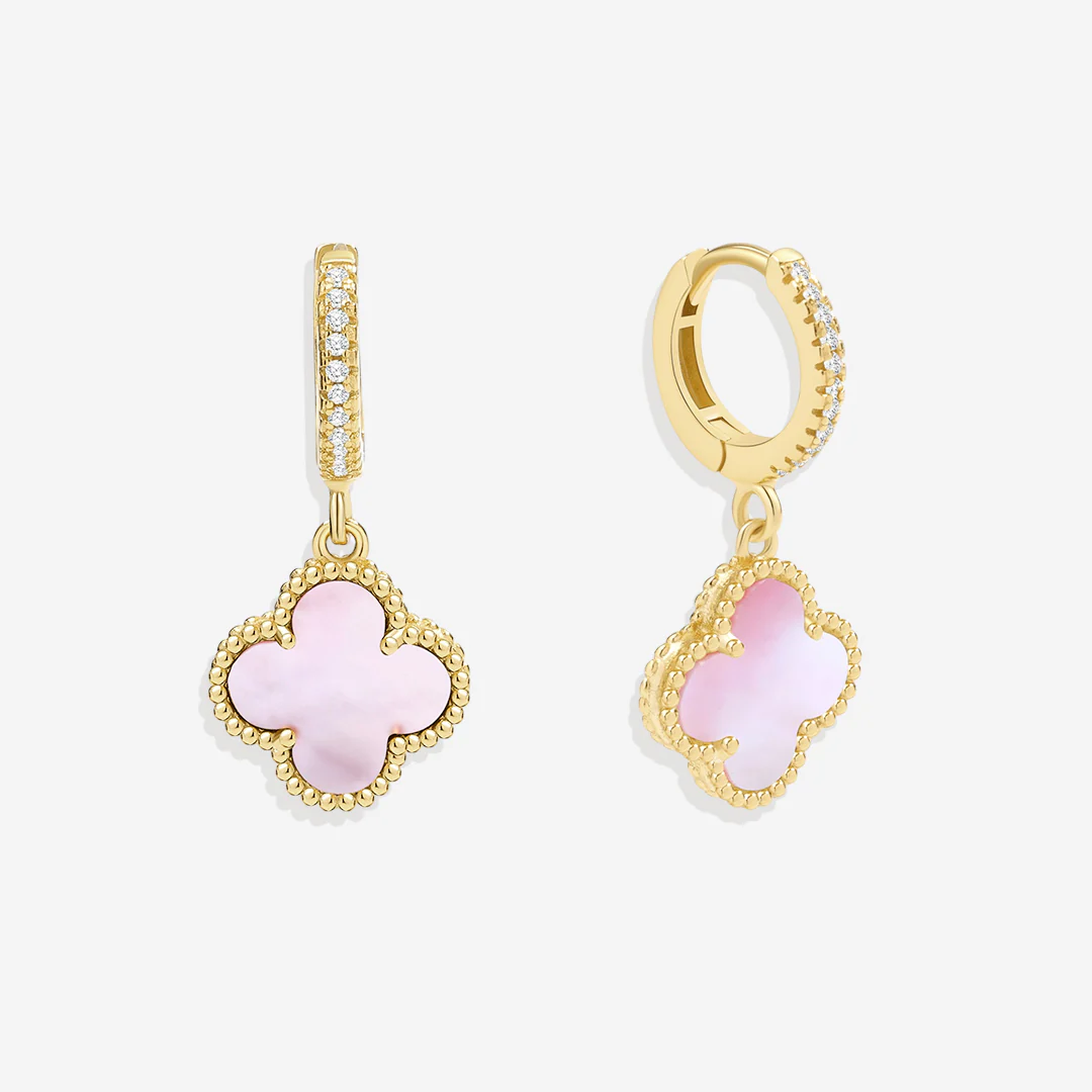 Pave Clover Drop Earrings - Image 11