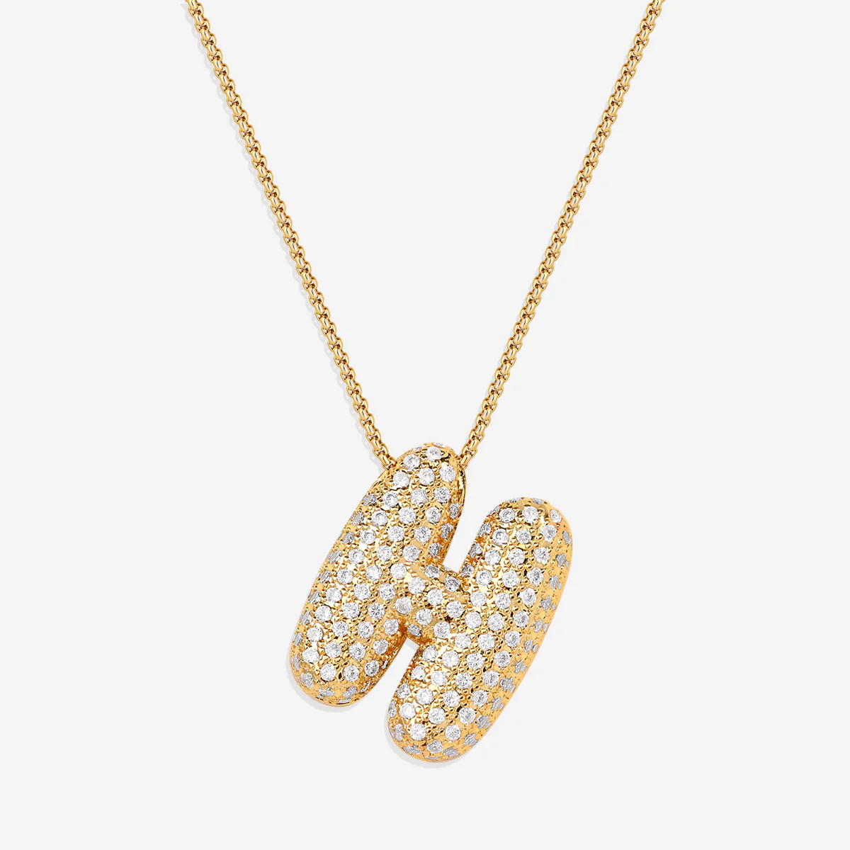 Pave Bubble Initial Necklace - Image 15