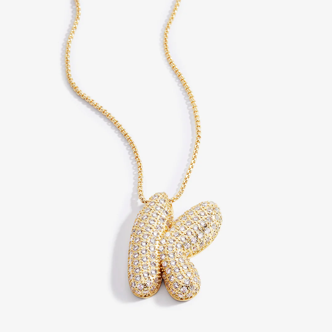 Pave Bubble Initial Necklace - Image 2