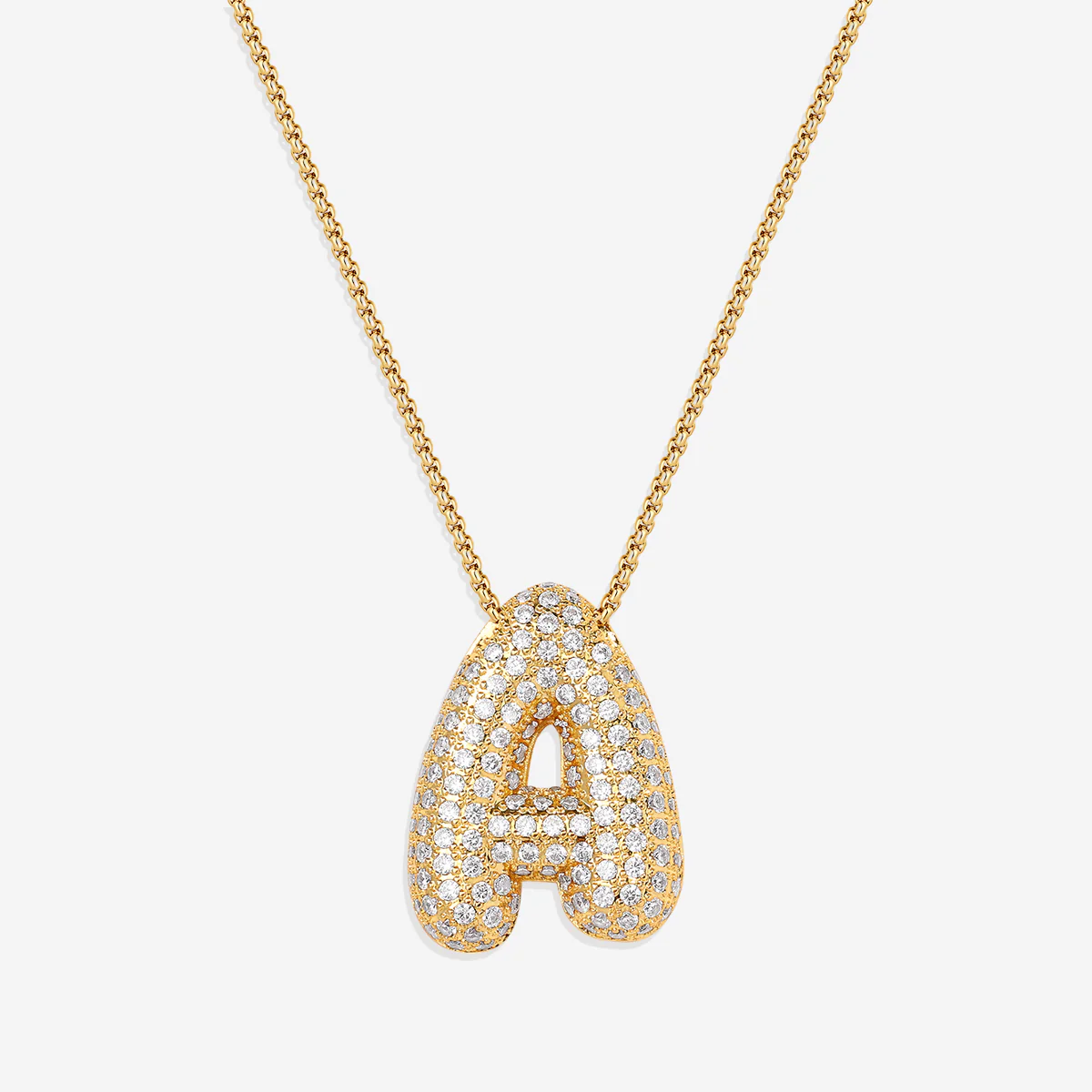 Pave Bubble Initial Necklace - Image 3