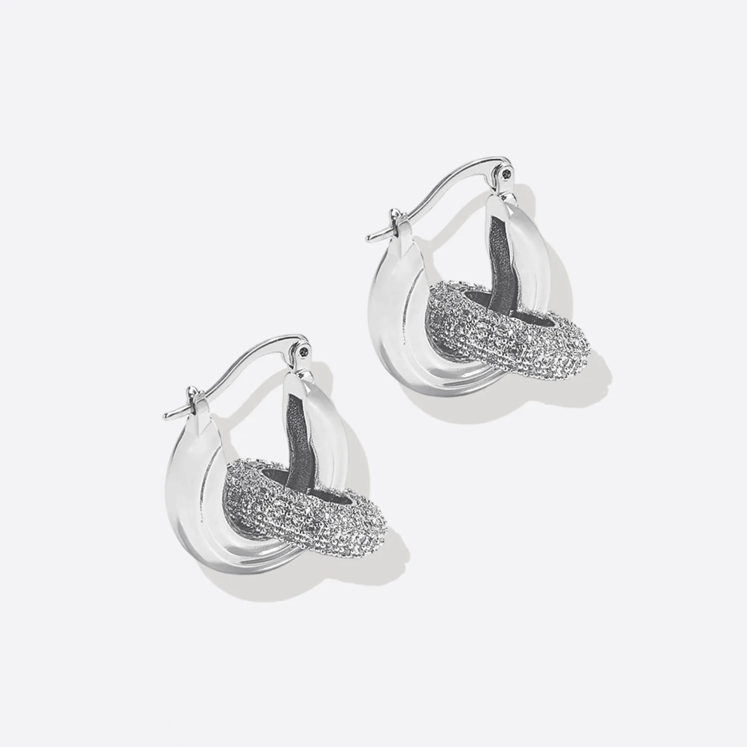 Pave Interlock Hoop Earrings - Image 10