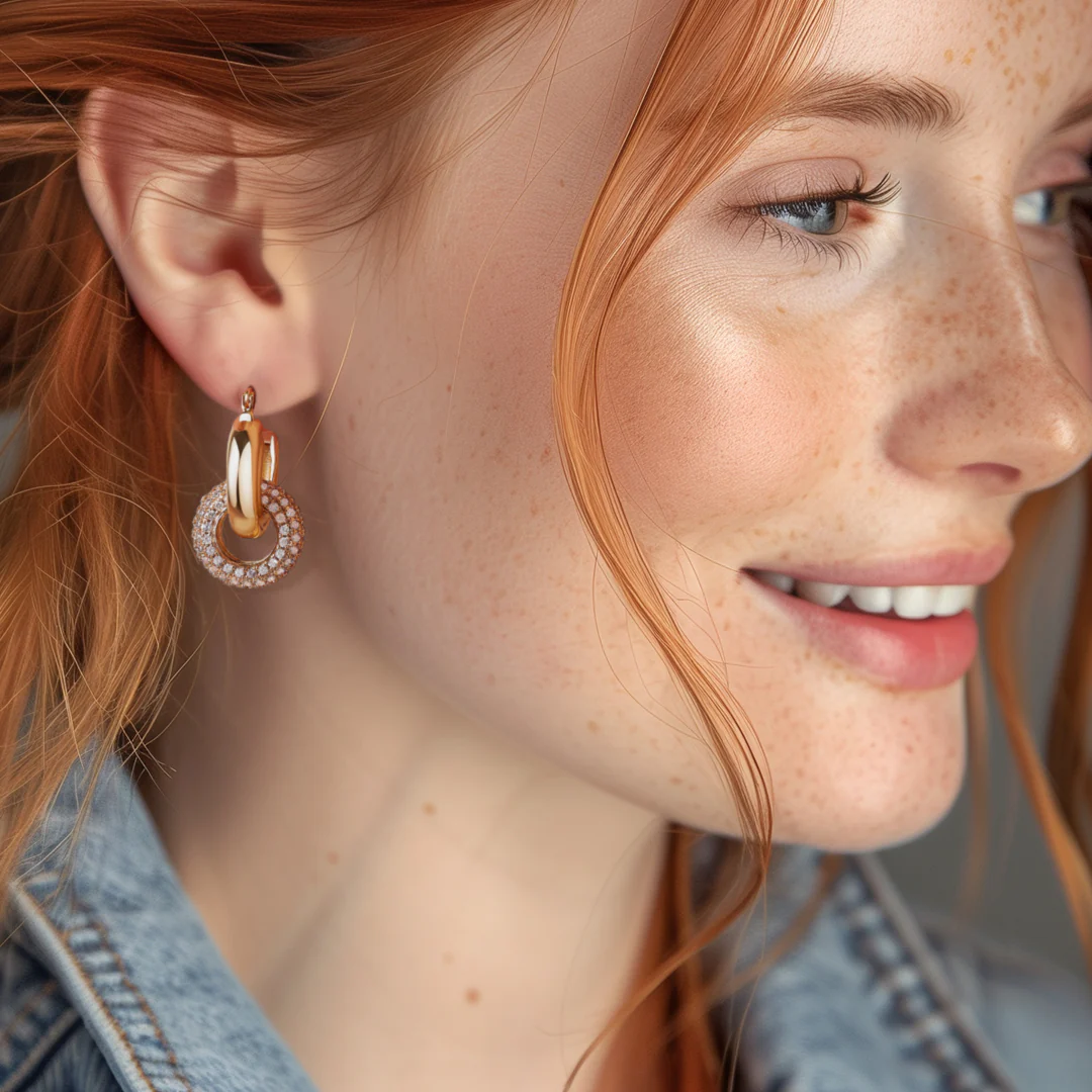 Pave Interlock Hoop Earrings - Image 12