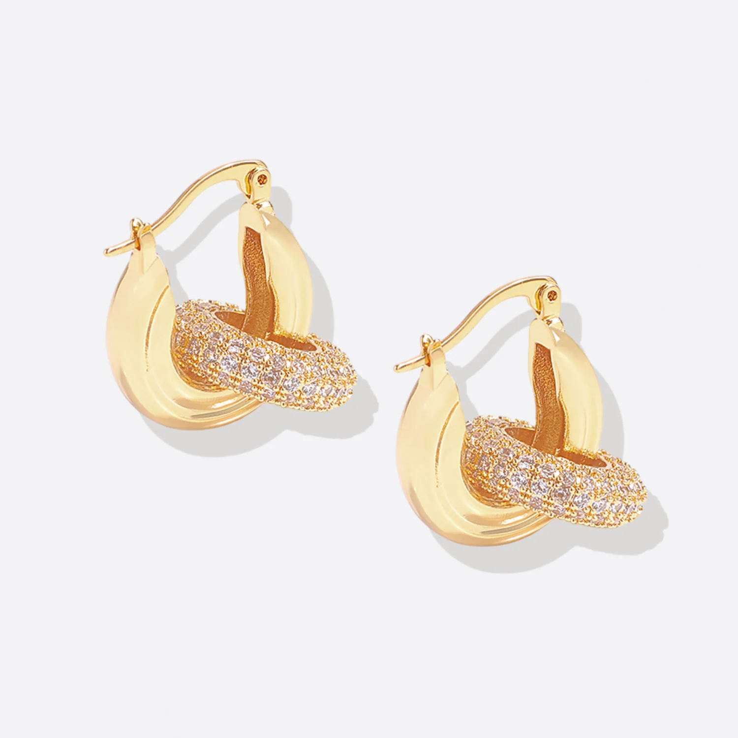 Pave Interlock Hoop Earrings - Image 6