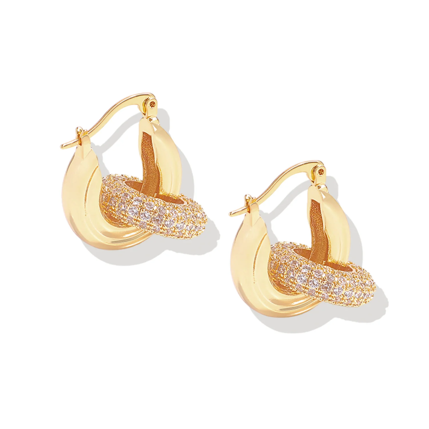 Pave Interlock Hoop Earrings - Image 7