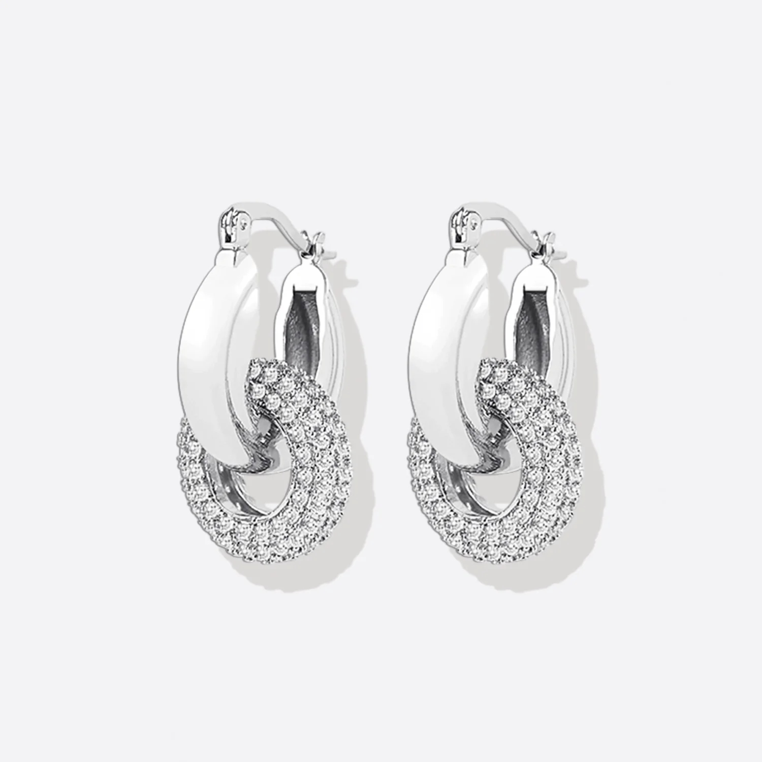 Pave Interlock Hoop Earrings - Image 8