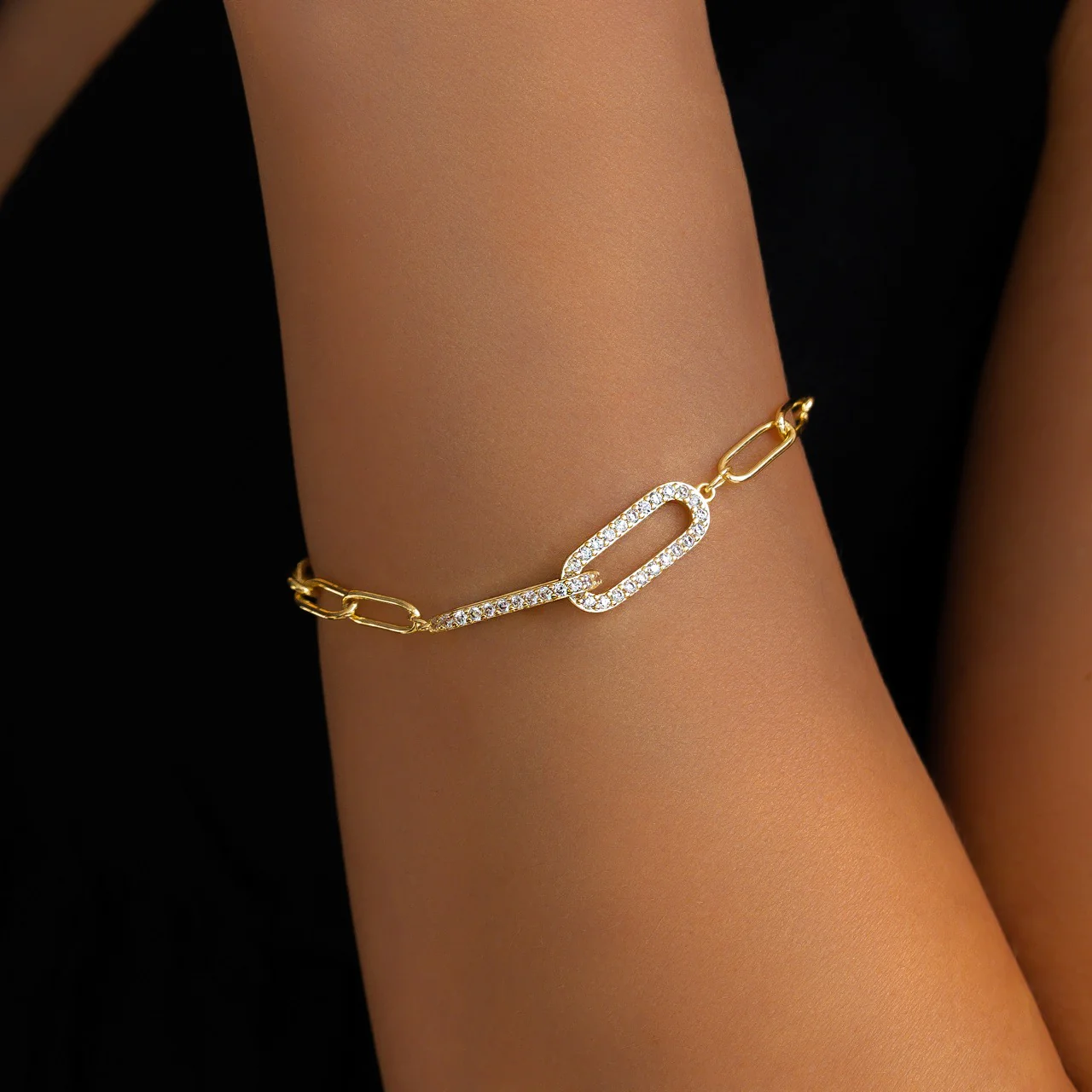 Pave Paperclip Chain Bracelet - Image 6