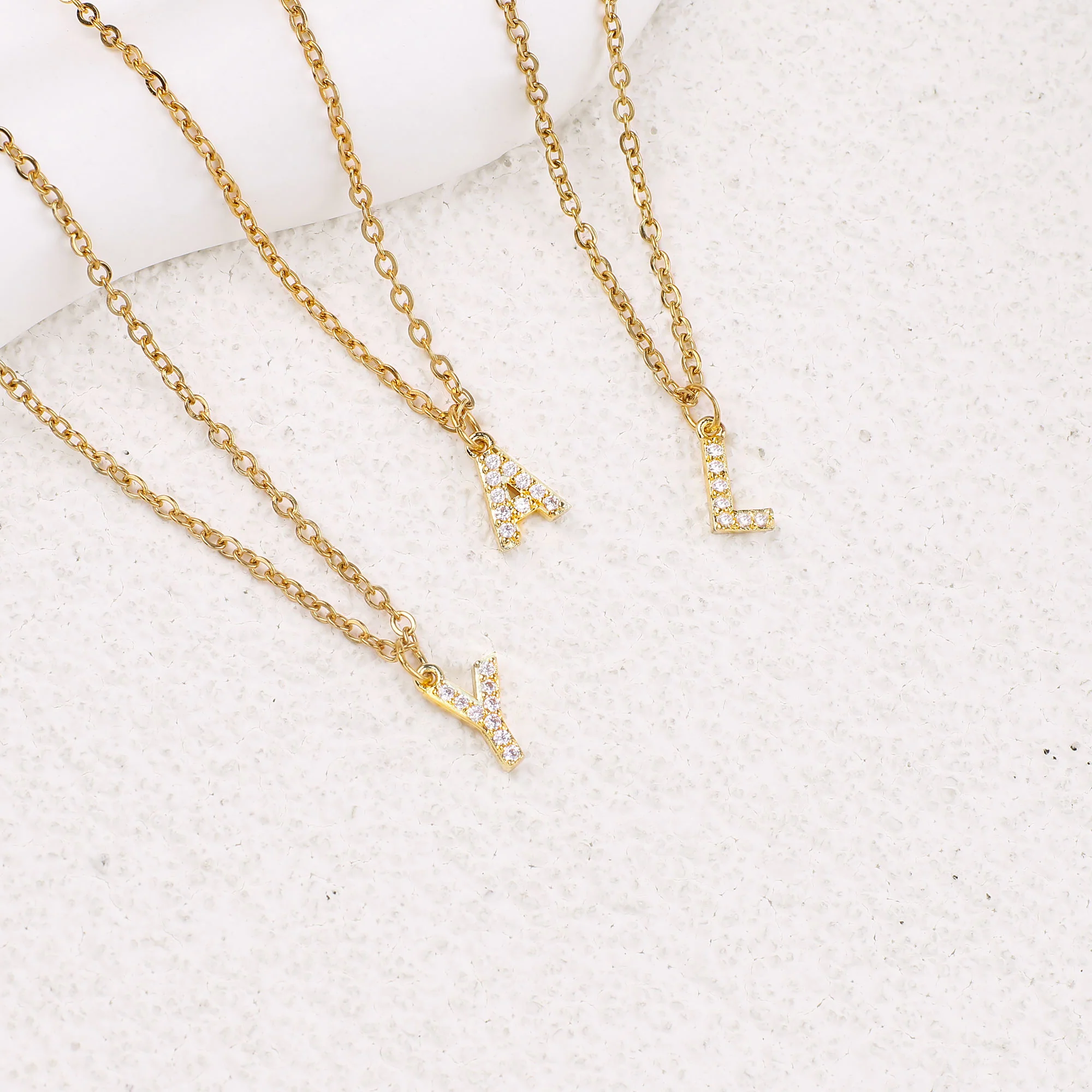 Pavé Uppercase Initial Necklace - Image 38