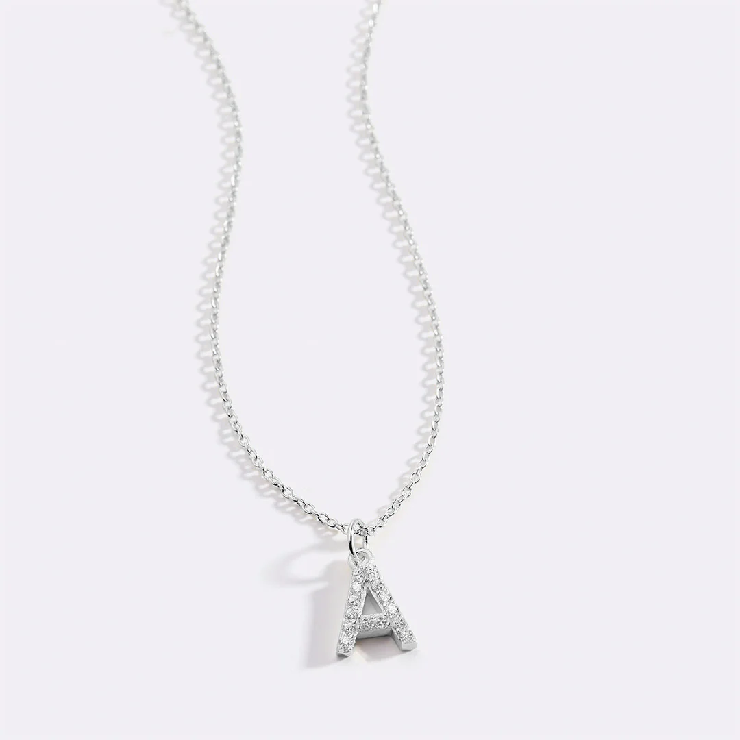 Pavé Uppercase Initial Necklace - Image 77