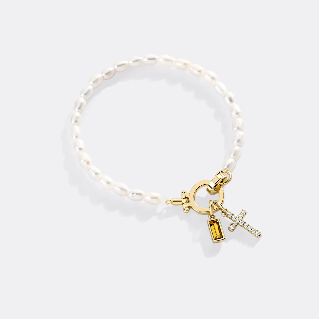 Pearl Cross Charm Bracelet - Image 4
