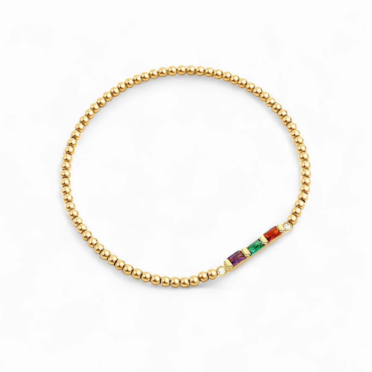 Personalized Baguette Birthstone Beaded Bracelet - Image 13