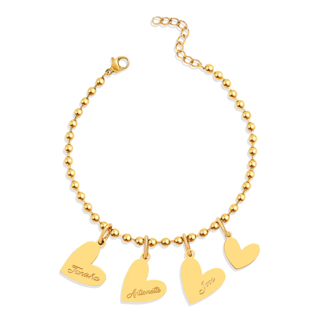 Personalized Beaded Double Heart Charm Bracelet - Image 17