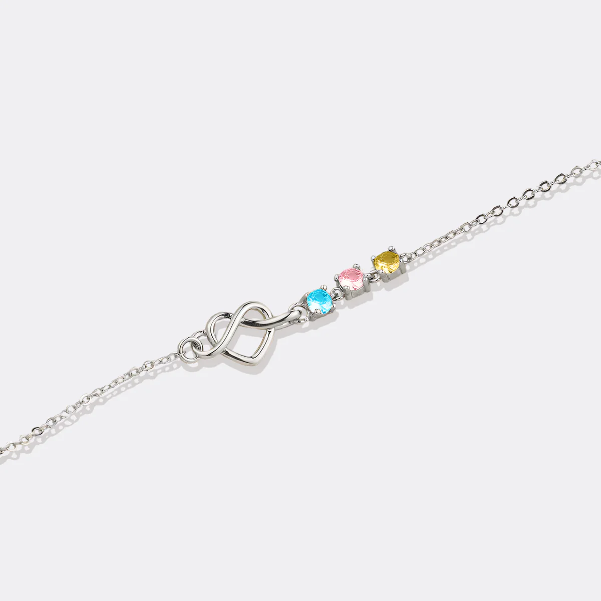 Personalized Birthstones Heart Knot Bracelet - Image 11