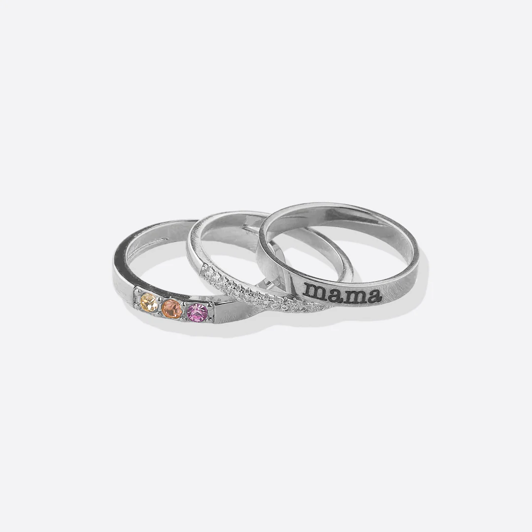 Personalized Name Birthstones Stacking Rings - Image 21