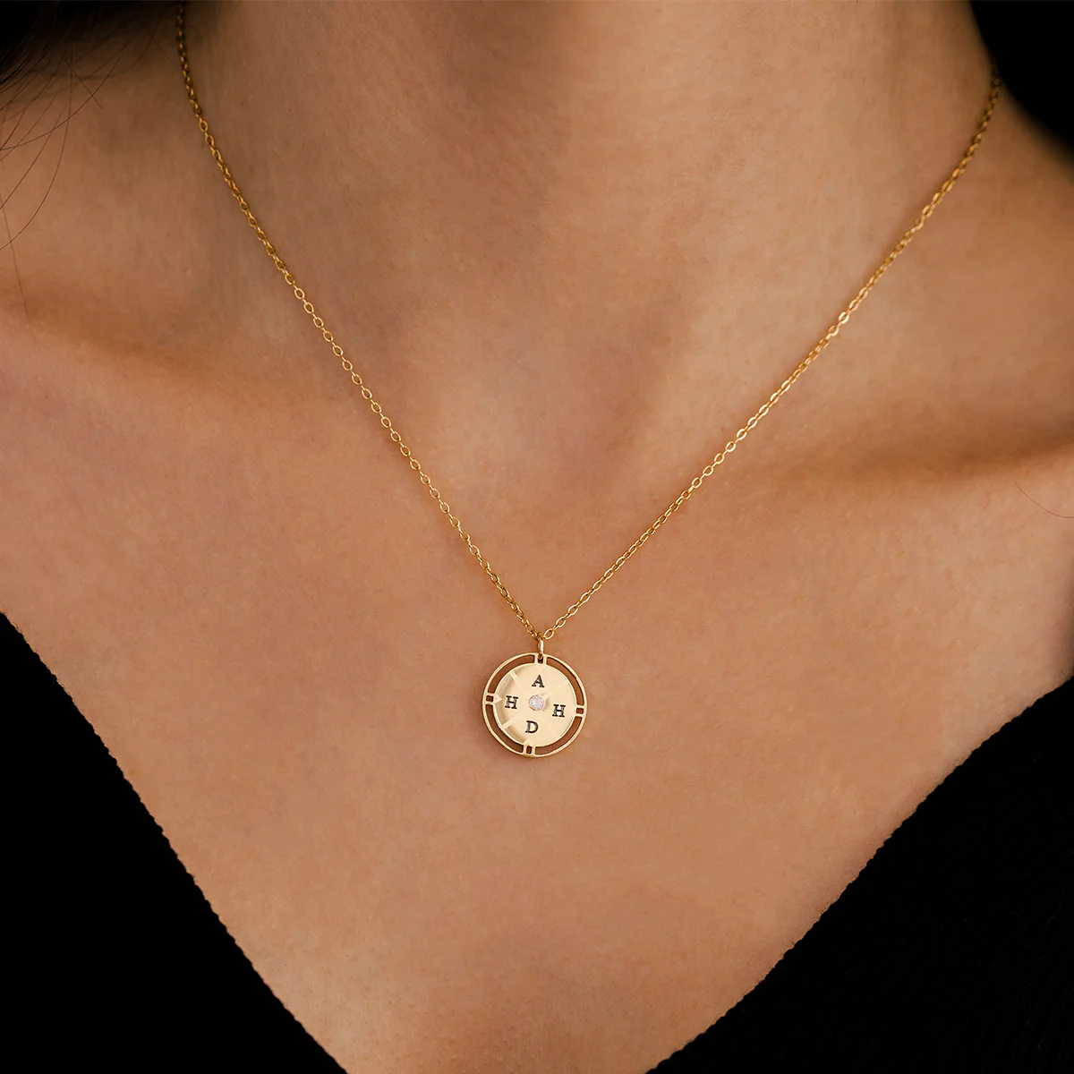 Personalized Mini Compass Pendant Necklace - Image 8