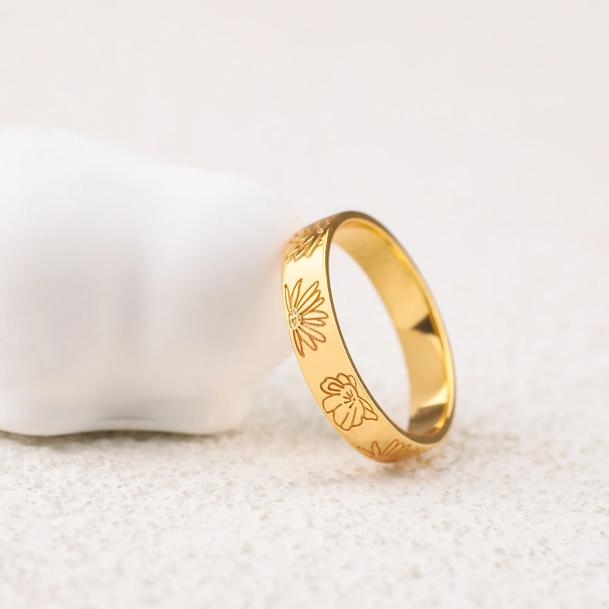 Personalized Stamped Flower Ring - Image 10