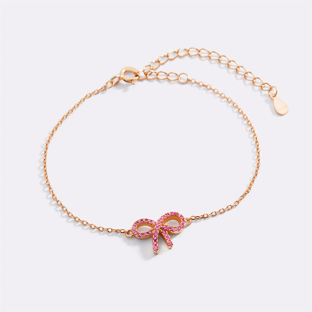 Pink Pave Bow Bracelet - Image 7