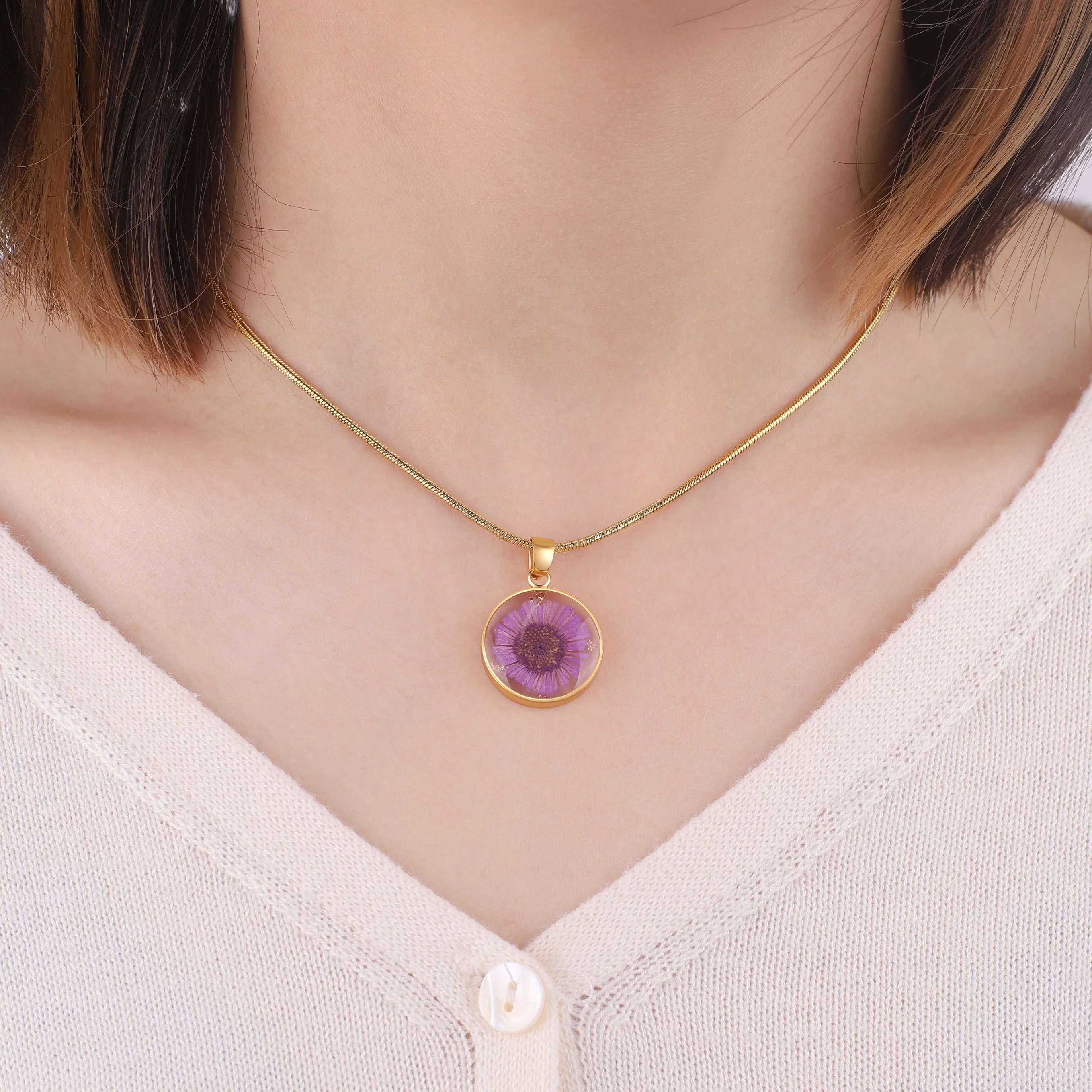 Pressed Birth Flower Necklace - Image 83
