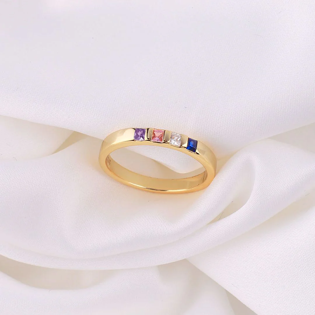 Princess-Cut Birthstone Band Ring - Image 12